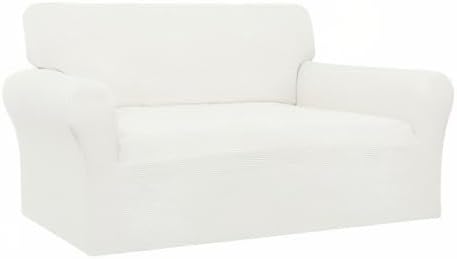 Easy-Going 100% Waterproof Oversized Loveseat Cover, Couch Cover for Sofa | Dual Waterproof Sofa Cover, Stretch Jacquard Sofa Slipcover, Leakproof Furniture Protector for Kids Pets Dog, Cream