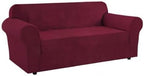 H.VERSAILTEX Stretch Sofa Covers for 3 Cushion Couch Covers Sofa Slipcovers for Living Room Feature Thick Checked Jacquard Fabric with Elastic Bottom, Sofa Large - Burgundy Red