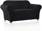 Stretch Loveseat Sofa Cover Slipcover Couch Cover for 2 Cushion Sofa Washable Sofa Cover for Pets Friendly Furniture Protector Covers with Non Slip Bottom(Loveseat, Black)