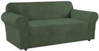 H.VERSAILTEX Stretch Cover for Couch Soft Furniture Covers Slip Covers for 3 Cushion Couch Sofa Feature Thick Checked Jacquard Fabric with Elastic Bottom, Sofa Large - Bronze Green