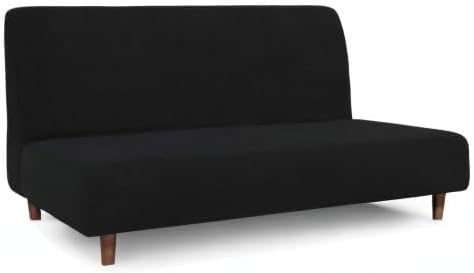Easy-Going 100% Waterproof Futon Cover, Stretch Futon Slipcover Medium | Dual Waterproof Armless Futon Couch Cover, Leakproof Sofa Bed Furniture Protector for Kids Pets Dog Cat, Black