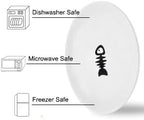 5.9 inch Ceramic Cat Bowls,Wide Shallow Dishes,Whisker-Friendly Plates,Food and Water Bowl for Indoor Cats,-10 oz,3 Pack