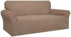 Easy-Going 100% Waterproof Couch Cover, 3 Cushion Oversized Sofa Cover | Leakproof Sofa Slipcover, Stretch Jacquard Furniture Protector Against Stain Spill from Kids, Pets, Dog, Camel