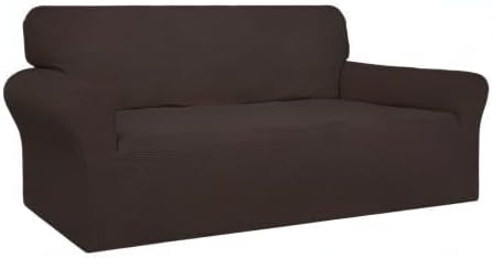 Easy-Going 100% Waterproof Couch Cover, 3 Cushion Oversized Sofa Cover | Leakproof Sofa Slipcover, Stretch Jacquard Furniture Protector Against Stain Spill from Kids, Pets, Dog, Chocolate