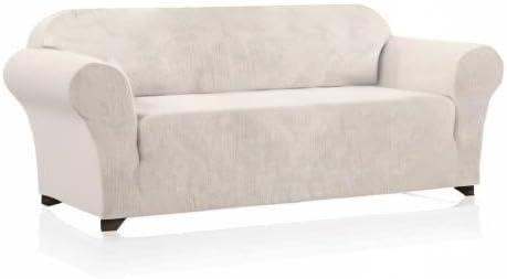 Stretch Sofa Cover Slipcover Couch Covers for 3 Cushion Couch Furniture Protector Sofa Covers with Non Slip Elastic Bottom Dogs Pet Friendly Fitted (Sofa, Ivory)