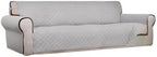 PureFit Reversible Quilted Couch Covers for Dogs Sofa Cover 4 Seater 88" | Light Gray/Light Gray, Water Resistant Couch Protector, Washable Pet Couch Cover with Non Slip and Elastic Straps For Kids