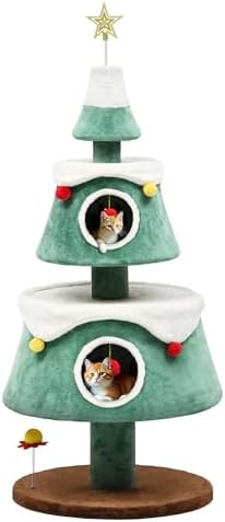 DWVO 63" Christmas Cat Tree with 2-Storey House - Image 4