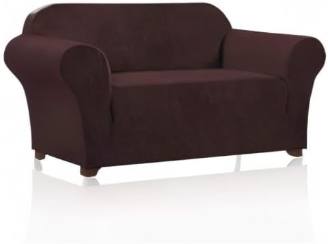 Stretch Loveseat Sofa Cover Slipcover Couch Cover for 2 Cushion Sofa Washable Sofa Cover for Pets Friendly Furniture Protector Covers with Non Slip Bottom(Loveseat, Brown)