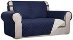 PureFit Reversible Quilted Sofa Cover, Water Resistant Medium Slipcover Furniture Protector, Washable Couch Cover with Non Slip Foam and Elastic Straps for Kids, Dogs, Pets (Loveseat, Navy/Ivory) | Navy/Ivory, Water Resistant Couch Protector, Washable ...