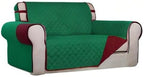 PureFit Reversible Quilted Couch Covers for Dogs Loveseat Sofa Cover 46.5” | Green/Red, Water Resistant Couch Protector, Washable Pet Couch Cover with Non Slip and Elastic Straps For Kids