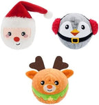HugSmart Pet Merry Dogmas Squeaky Dog Chew Toy 2-in-1 Christmas Spiky Balls No Stuffing Interactive Toss and Fetch Plush Dog Balls for Small Medium Large Breeds (Snowman Santa Reindeer 3 Pack) by HugSmartPet