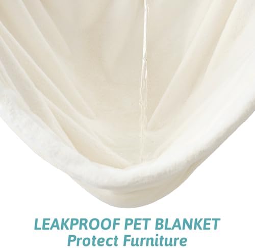 COZY KISS Waterproof Pet Blanket for Large Dog & Cat, 40x60 inch Cream - Image 2