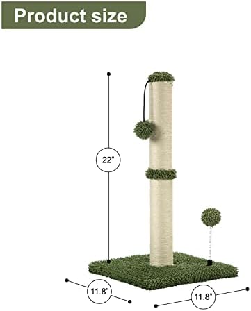 MECOOL Cat Scratching Post Premium Basics Kitten Scratcher Sisal Scratch Posts with Hanging Ball 22in for Kittens or Smaller Cats, Cactus Green - Image 4