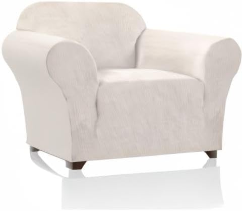 Stretch Chair Cover Chair Slipcovers with Arms 1-Piece Chair Sofa Slipcovers or Living Room Non Slip Armchair Cover Furniture Protector Dogs Pet Friendly(Armchair,Ivory)