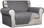 PureFit Reversible Quilted Sofa Cover Dog Couch Covers for Sofa, 28 in | Gray/Light Gray, Water Resistant Couch Protector, Washable Pet Couch Cover with Non Slip and Elastic Straps For Kids