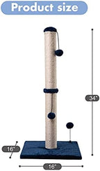 MECOOL 34“ Tall Cat Scratching Post Premium Basics Kitten Scratcher Sisal Scratch Posts Trees with Hanging Ball for Indoor Cats, Navy - Image 5