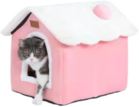 Cat Bed Cave, Cute Christmas Cat Beds for Indoor Cats, Pink by Sothuba