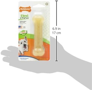 Nylabone Original Bone Flexi Chew Toy for Dogs, Flexible Dog Toys for Moderate Chewers, Chicken Flavor, Small, 1 Count | Dog toys for small dogs up to 25 lbs, flexible material, gentle on teeth, freezable, bouncy, great for seniors