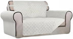 PureFit Reversible Quilted Couch Covers for Dogs Loveseat Sofa Cover 46.5” | Ivory/Ivory, Water Resistant Couch Protector, Washable Pet Couch Cover with Non Slip and Elastic Straps For Kids