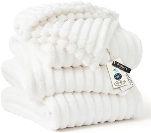 Bedsure Extra Soft Large Fleece Blanket for Bed Off White 120"x120" by BEDSURE