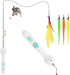 TBTeek Cat Toys Retractable Pole Wand Toy with Feather for Indoor Cats by TBTeek