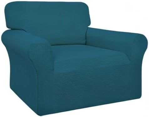 Easy-Going 100% Waterproof Chair Couch Cover, Stretch Jacquard Sofa Cover | Dual Waterproof Sofa Slipcover, Leakproof Furniture Protector for Kids, Pets, Dog and Cat (Chair, Peacock Blue)