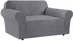 H.VERSAILTEX Stretch Couch Cover Loveseat Covers for Cushion Couch Slipcover|Sofa Cover for Love seat 1 Piece with Elastic Bottom, Checked Jacquard Fabric(Loveseat 58'-70' Wide, Grey)