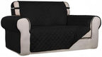 PureFit Reversible Quilted Couch Covers for Dogs Loveseat Sofa Cover 46.5” | Black/Black, Water Resistant Couch Protector, Washable Pet Couch Cover with Non Slip and Elastic Straps For Kids