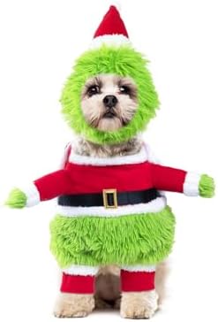 NACOCO Dog Christmas Furry Cosplay Clothes - Xmas & Halloween Dog Costume with Cape, Hat, Warm Winter Party Apparel - Monster, Santa Outfits (Green, S) by HOME