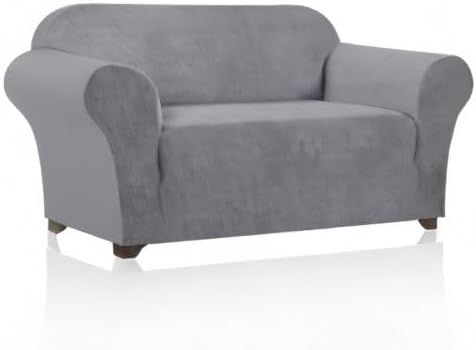 Stretch Loveseat Sofa Cover Slipcover Couch Cover for 2 Cushion Sofa Washable Sofa Cover for Pets Friendly Furniture Protector Covers with Non Slip Bottom(Loveseat, Dove)