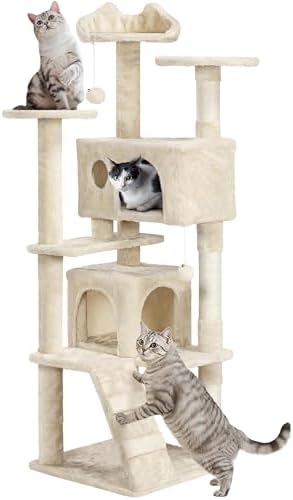 Yaheetech 62in Cat Tree Tower, Double Condo, Multi Platforms, Scratch Posts by Yaheetech