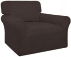 Easy-Going 100% Waterproof Chair Couch Cover, Stretch Jacquard Sofa Cover | Dual Waterproof Sofa Slipcover, Leakproof Furniture Protector for Kids, Pets, Dog and Cat (Chair, Chocolate)