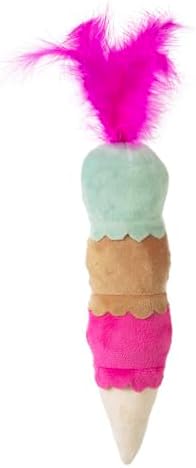 Quirky Kitty Ice Cream Kicker Catnip Crinkle Feather Soft Plush Cat Toy | Large Kicker Cat Toy for Bunny Kicks, Pouncing & Batting | Interactive Catnip Toy for Active Play - Image 4