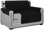 Sofa Shield® Couch Armchair Covers for Dogs, Reversible Furniture Protector with Strap, Stain and Tear Resistant Cushion Cover, 48 inch Seat, Machine Washable Slipcover Pets, Cats, Black Gray