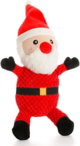 Senneny Dog Christmas Toys Santa, Stuffed Squeaky Toys for Dogs Puppy, Plush for Large Medium Small Dogs, Interactive Durable Dog Chew Toys by Senneny