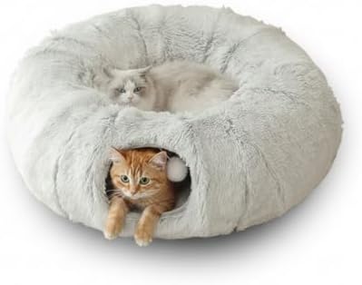 Cat Tunnel Bed for Indoor Cats, Peekaboo Cat Cave Donut Bed & Play Tunnel - Image 7