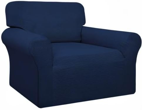 Easy-Going 100% Waterproof Chair Couch Cover, Stretch Jacquard Sofa Cover | Dual Waterproof Sofa Slipcover, Leakproof Furniture Protector for Kids, Pets, Dog and Cat (Chair, Navy)
