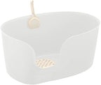 Richell PAW TRAX High Wall Cat Litter Box XL, Large High Sides Cat Litter Pan in White