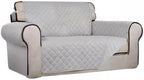 PureFit Reversible Quilted Couch Covers for Dogs Loveseat Sofa Cover 46.5” | Light Gray/Light Gray, Water Resistant Couch Protector, Washable Pet Couch Cover with Non Slip and Elastic Straps For Kids