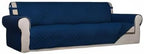 PureFit Reversible Quilted Couch Covers for Dogs Sofa Cover 4 Seater 88" | Navy/Navy, Water Resistant Couch Protector, Washable Pet Couch Cover with Non Slip and Elastic Straps For Kids