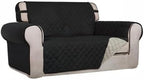 PureFit Reversible Quilted Couch Covers for Dogs Loveseat Sofa Cover 46.5” | Black/Beige, Water Resistant Couch Protector, Washable Pet Couch Cover with Non Slip and Elastic Straps For Kids