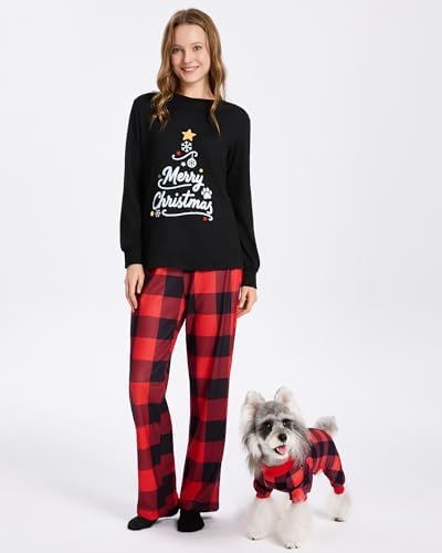 XPUDAC Christmas Matching Dog and Owner Pajamas for Women Sleepwear, Medium - Image 6