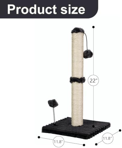 MECOOL Cat Scratching Post Premium Basics Kitten Scratcher Sisal Scratch Posts with Hanging Ball 22in for Kittens or Smaller Cats (22 inches for Kitten,Charcoal Gray) - Image 5
