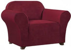 Stretch Chair Covers for Living Room, Washable Armchair Slipcovers, Fitted Chair Slip Cover Jacquard Small Checked Furniture Protector with Elastic Bottom(Armchair 31"-40",Burgundy)