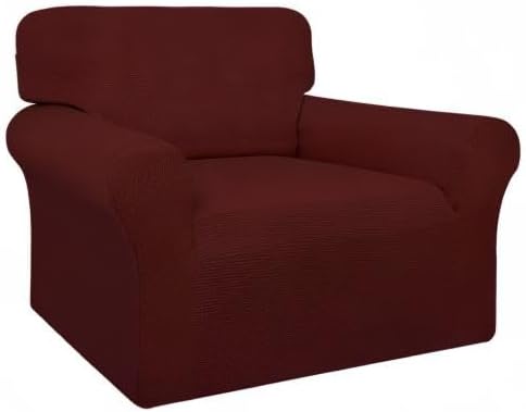 Easy-Going 100% Waterproof Chair Couch Cover, Stretch Jacquard Sofa Cover | Dual Waterproof Sofa Slipcover, Leakproof Furniture Protector for Kids, Pets, Dog and Cat (Loveseat, Wine)
