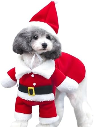NACOCO Pet Christmas Costumes Dog Suit with Cap Santa Claus Suit Dog Hoodies Cat Xmas Costumes (Red, L) - Image 4