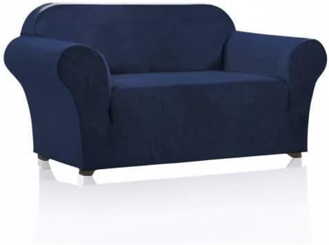 Stretch Loveseat Sofa Cover Slipcover Couch Cover for 2 Cushion Sofa Washable Sofa Cover for Pets Friendly Furniture Protector Covers with Non Slip Bottom(Loveseat, Navy)