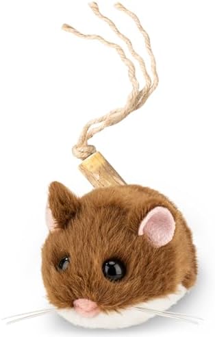 Migipaws Interactive MigiMouse Cat Toy for Chewing Cat, 360° Rolling & Spin with Wiggling Tail for Indoor Cats Smart Motion Sensor, Realistic Squeak, Rechargeable Plush Kitten Toy (Brown) by MigipawsCreateMoreEnjoymenttoPetsandFamily