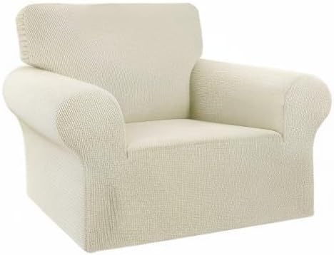 Stretch Chair Sofa Slipcover, Single Couch Cover,Beige | 1-Piece Washable Sofa Cover,Pet Friendly (31"-55") Furniture Protector Soft Jacquard Elastic Bottom for Dogs & Kids