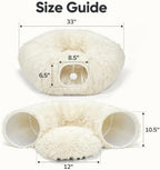 Supet Christmas Cat Tunnel Bed, Plush Tree Skirt with Cushion & Hanging Toy - Image 6